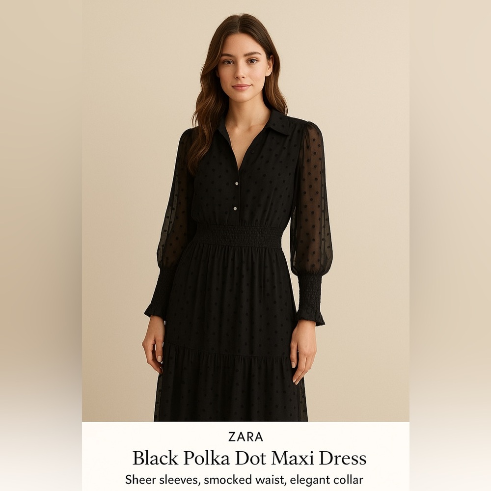 Zara Black Sheer Sleeve Dress